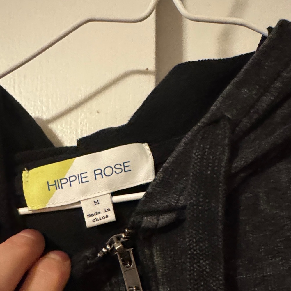 Hippie Rose cropped black Zip-Up Jacket - Picture 2 of 4